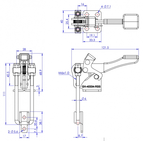 Latch Toggle Clamps with Safety Lock Vertical Versions (Stainless Steel)